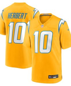 Justin Herbert Los Angeles Chargers Nike Alternate Charger Power Game Player Jersey - Gold/Navy/Powder Blue