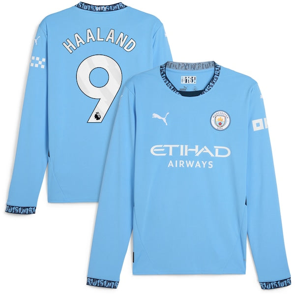 Erling Haaland Manchester City Puma 2024/25 Home Replica Long Sleeve Player Jersey - Light Blue - Image 2