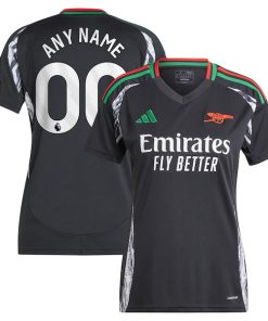 Alternative view of Arsenal adidas Women's 2024/25 Away Replica Custom Jersey - Black
