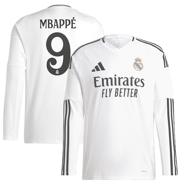 Kylian Mbapp¨¦ Los Merengues adidas 2024/25 Home Replica Long Sleeve Player Jersey - White