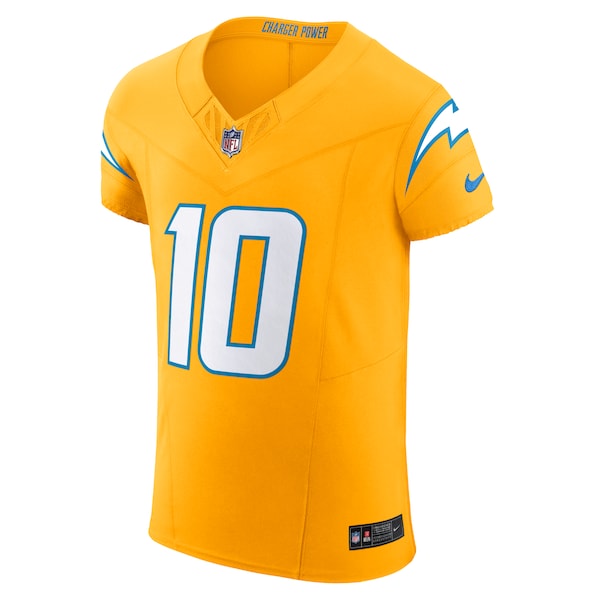 Justin Herbert Los Angeles Chargers Nike Alternate Charger Power Vapor F.U.S.E. Elite Jersey - Gold - Image 2