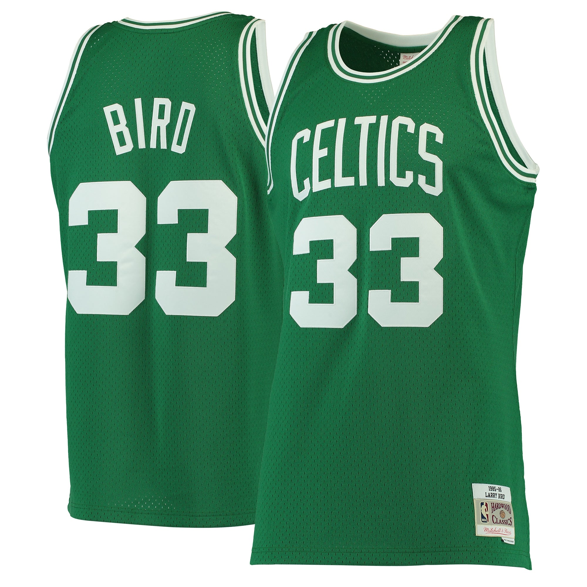 Larry Bird Boston Celtics Hardwood Classics 1985/86 Swingman Jersey - White/Kelly Green - Image 2