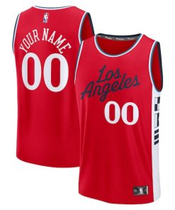 LA Clippers  Youth Fast Break Custom Replica Jersey - Red  - Statement Edition/White/Navy
