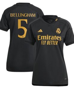 Jude Bellingham Los Merengues adidas Women's 2023/24 Third Replica Player Jersey - Black