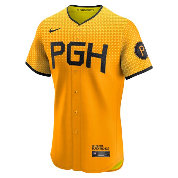 Roberto Clemente Pittsburgh Pirates Nike City Connect Elite Player Jersey - Gold - Image 2