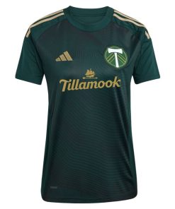 Alternative view of Portland Timbers adidas Women's 2025 Forever Green & Gold Replica Custom Jersey - Green