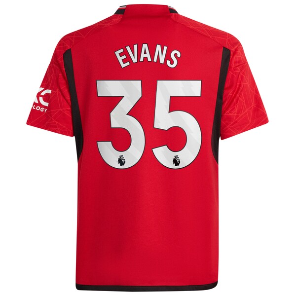 Jonny Evans Manchester United adidas Youth 2023/24 Home Replica Player Jersey?ยจC Red - Image 3