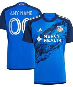 FC Cincinnati adidas 2024 River Kit Replica Custom Jersey - Blue