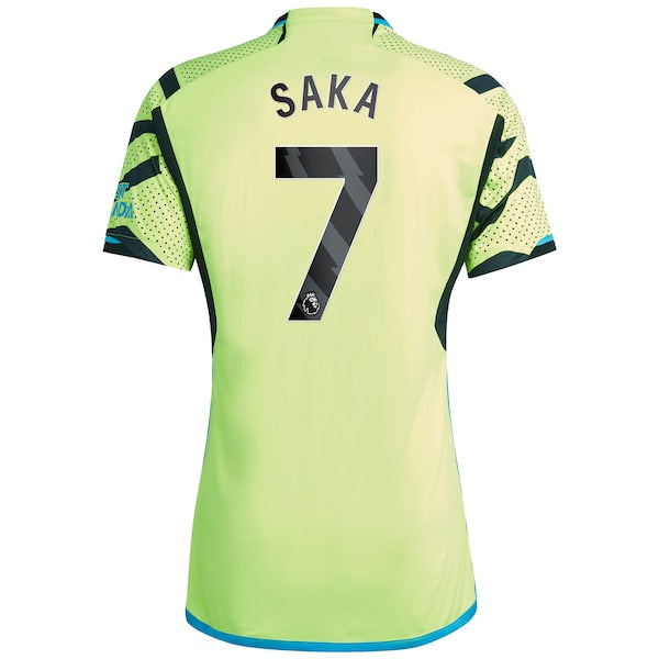 Bukayo Saka Arsenal adidas 2023/24 Away Replica Player Jersey - Yellow/Green - Image 4