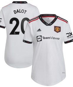 Diogo Dalot Manchester United adidas Women's 2022/23 Away Replica Player Jersey - White