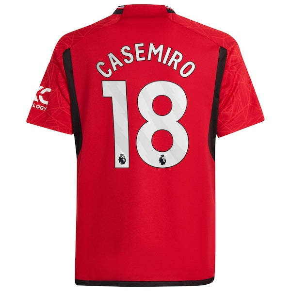 Casemiro Manchester United adidas Youth 2023/24 Home Replica Player Jersey - Red - Image 3