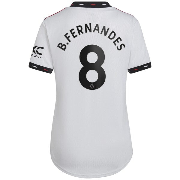 Bruno Fernandes Manchester United adidas Women's 2022/23 Away Replica Player Jersey - White - Image 3
