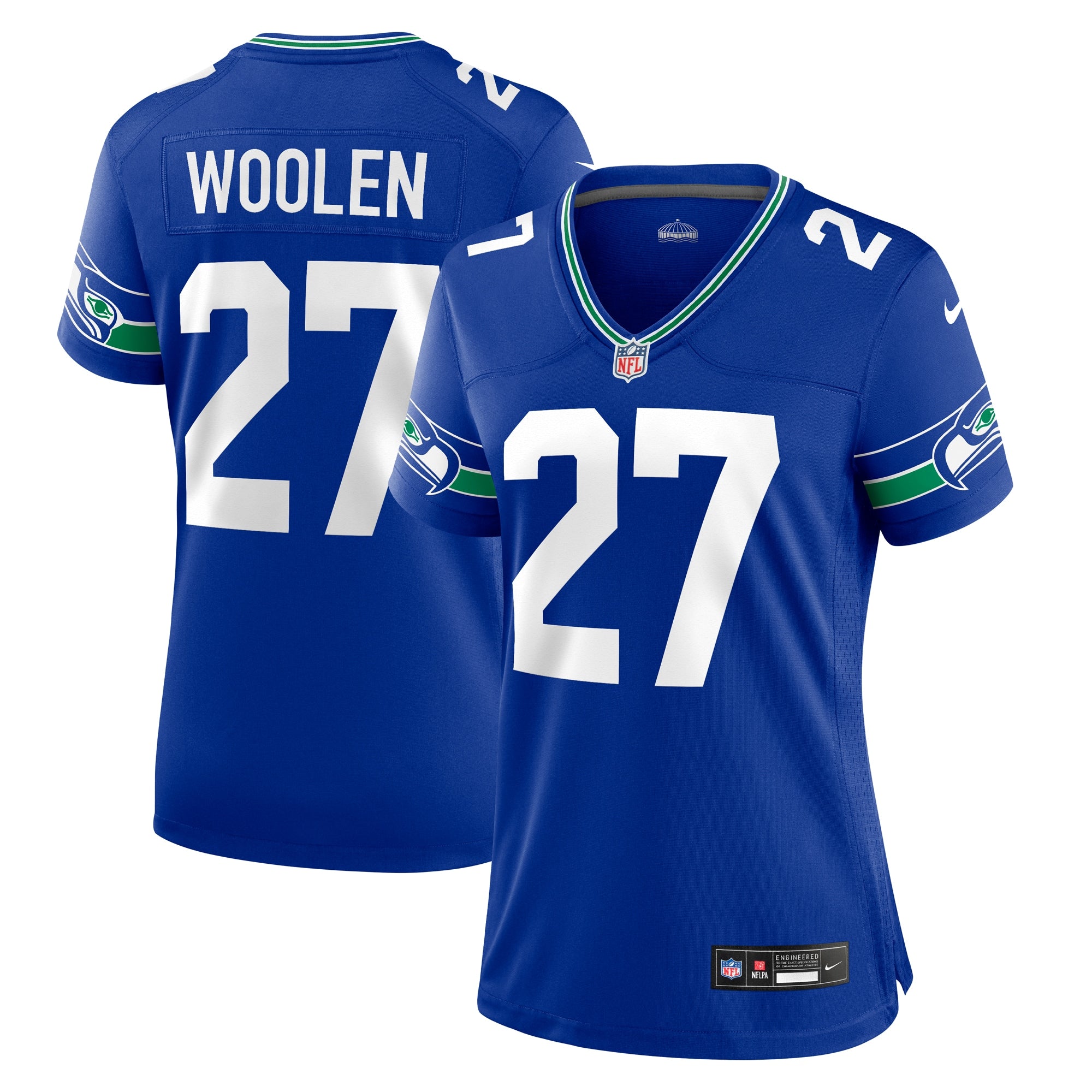 Riq Woolen Seattle Seahawks Nike Women's Team Game Jersey - College Navy/Neon Green/Navy/Royal - Image 28