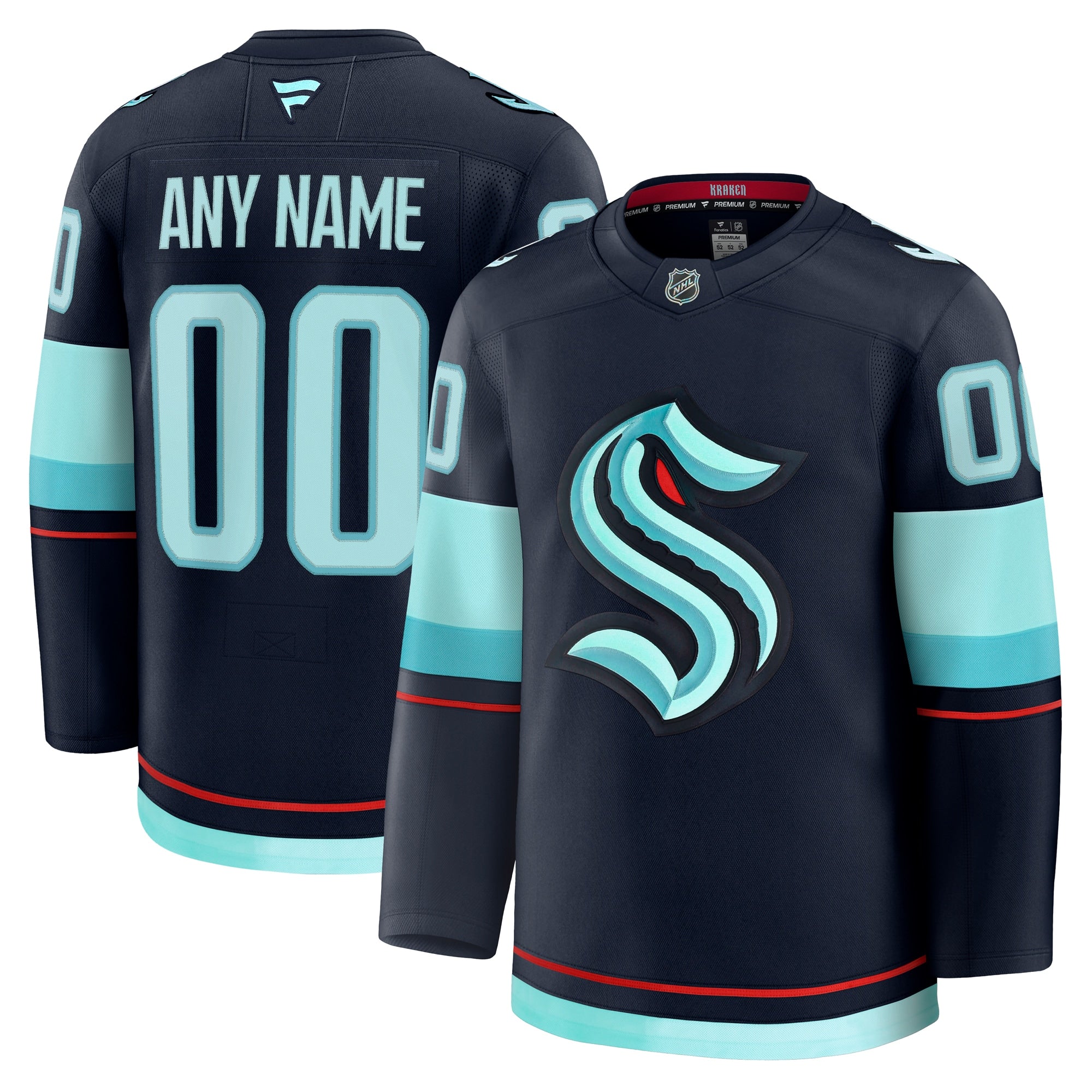 Seattle Kraken Alternate Premium Custom Jersey - Black/Navy/White - Image 7