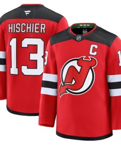 Alternative view of Nico Hischier New Jersey Devils  Home Premium Jersey - Red/Black/White