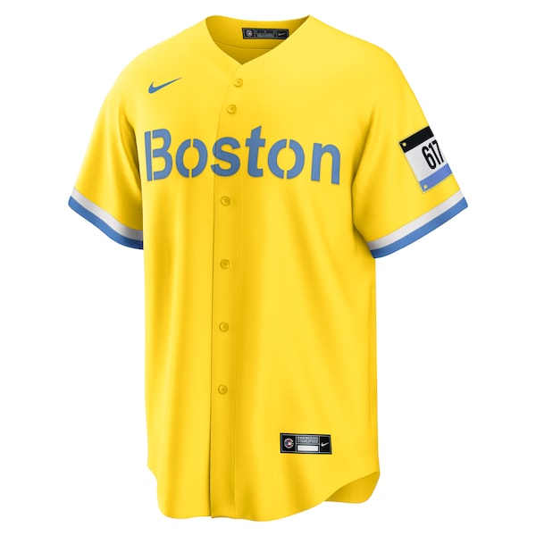 Rafael Devers Boston Red Sox Nike City Connect Replica Player Jersey - Gold/Light Blue - Image 2