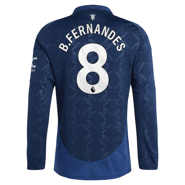 Bruno Fernandes Manchester United adidas 2024/25 Away Replica Long Sleeve Player Jersey - Navy - Image 4