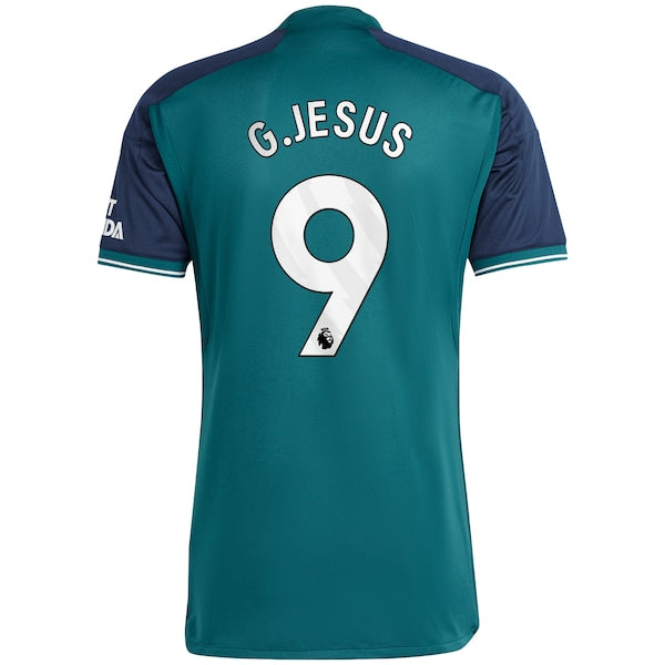 Gabriel Jesus Arsenal adidas 2023/24 Third Replica Player Jersey - Green/Yellow - Image 4
