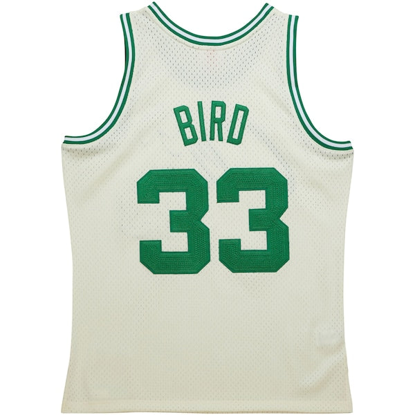 Larry Bird Boston Celtics Chainstitch Swingman Jersey - Cream - Image 3