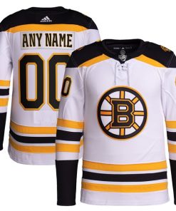 Boston Bruins adidas  Away  Primegreen Authentic Custom Jersey - White