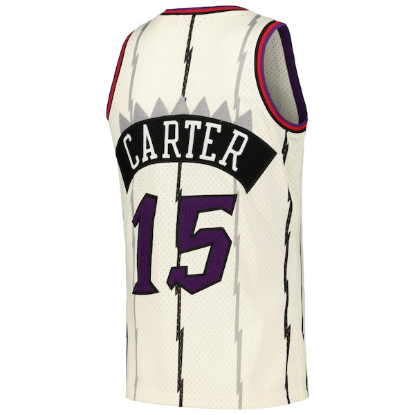 Vince Carter Toronto Raptors Chainstitch Swingman Jersey - Cream - Image 3