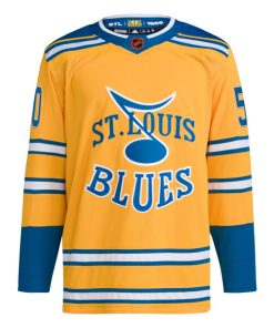 Alternative view of Jordan Binnington St. Louis Blues adidas Reverse Retro 2.0 Authentic Player Jersey - Gold