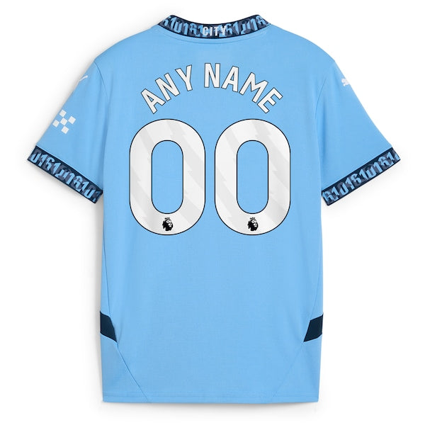 Manchester City Puma Youth 2024/25 Home Replica Custom Jersey - Light Blue - Image 4
