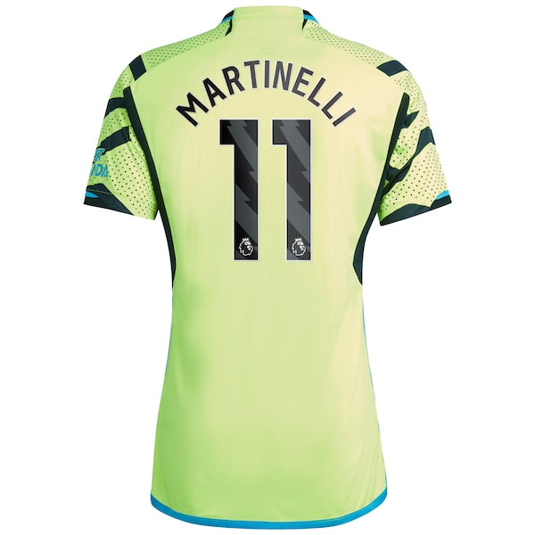 Gabriel Martinelli Arsenal adidas 2023/24 Away Replica Player Jersey - Yellow/Green - Image 4