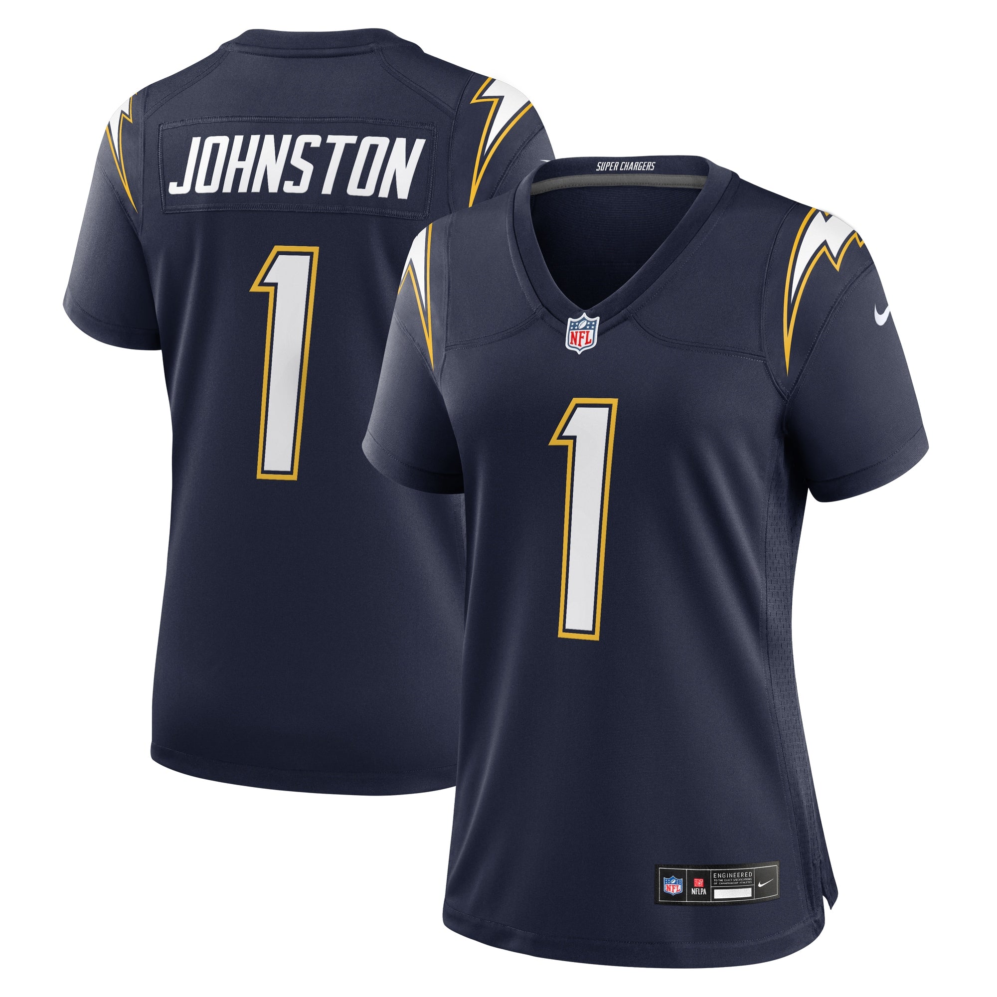 Quentin Johnston Los Angeles Chargers Nike Women's Alternate Charger Power Game Jersey - Gold/Navy - Image 6