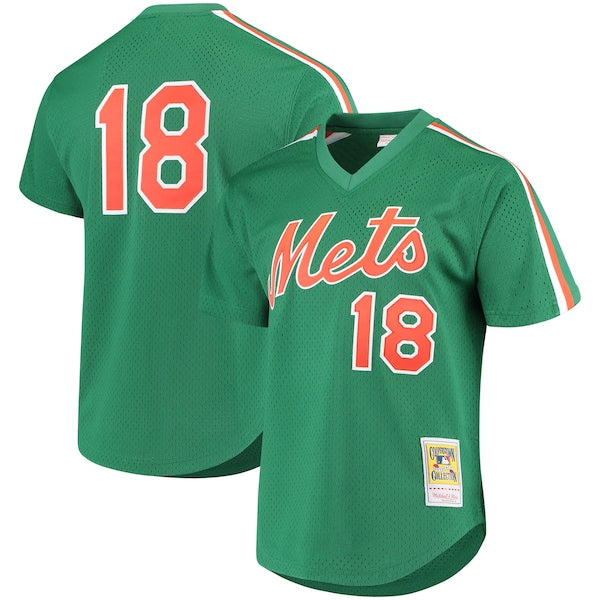 Darryl Strawberry New York Mets Cooperstown Mesh Batting Practice Jersey - Green/Royal - Image 2