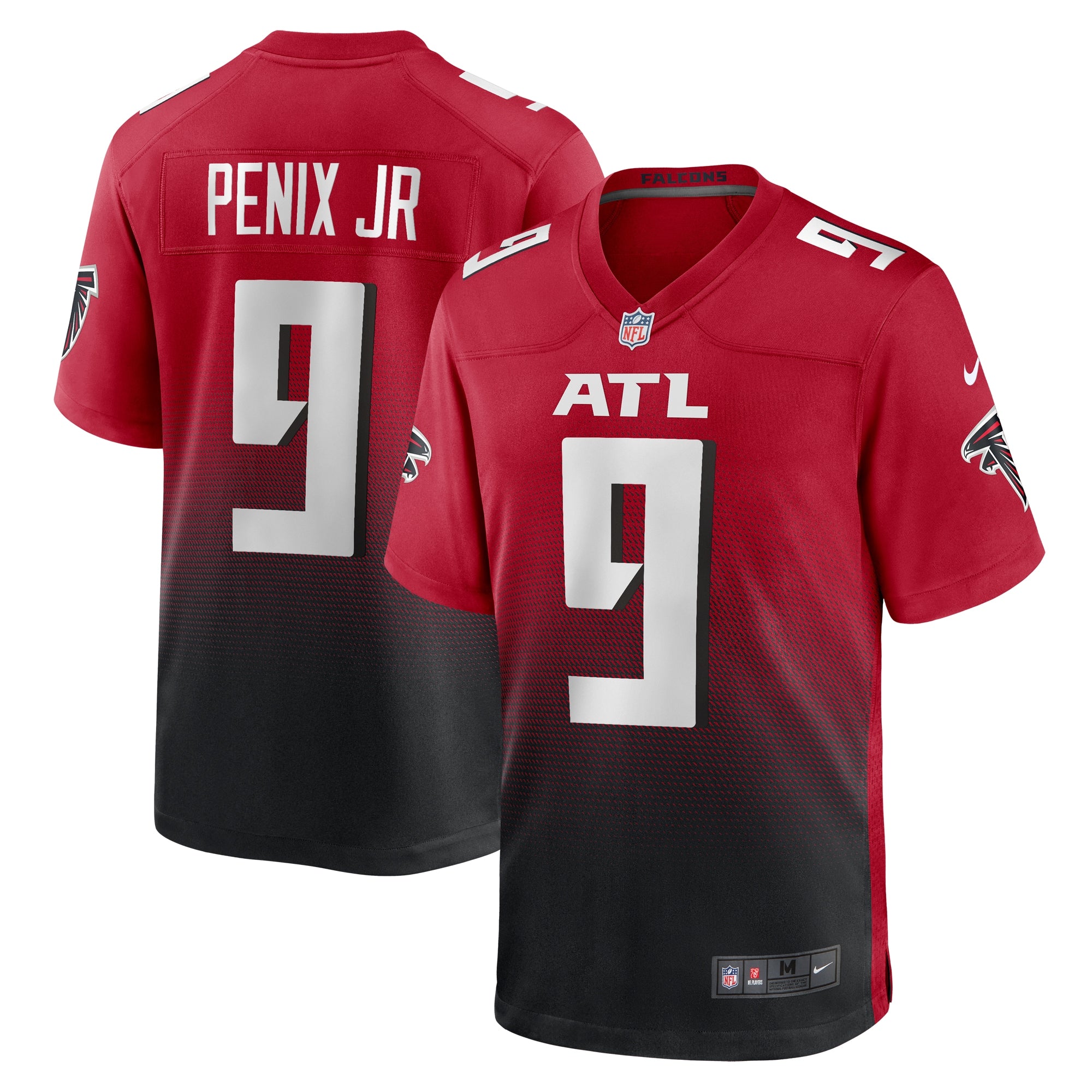 Michael Penix Jr. Atlanta Falcons Nike Game Jersey - White/Black/Red - Image 6