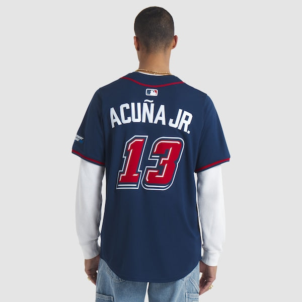 Ronald Acuna Jr. Atlanta Braves Nike 2025 MLB Speedway Classic Alternate Limited Player Jersey - Navy - Image 2