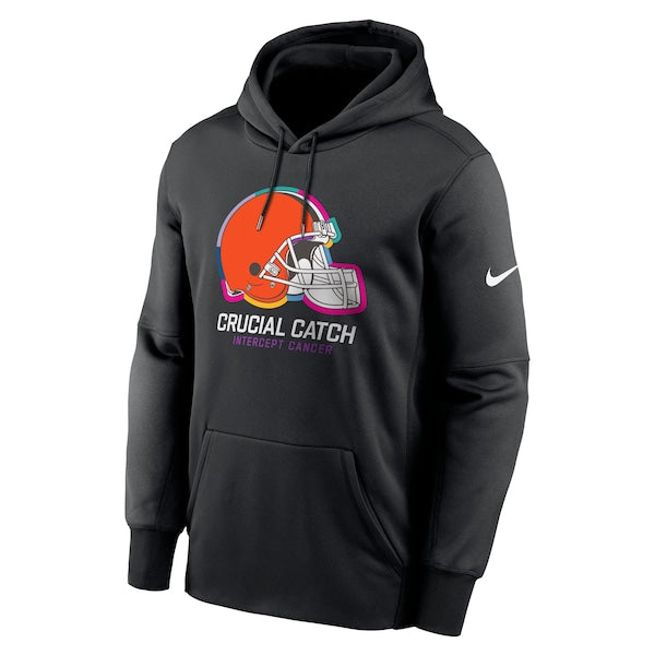 Cleveland Browns Nike 2024 NFL Crucial Catch Performance Fleece Pullover Hoodie - Black - Image 2