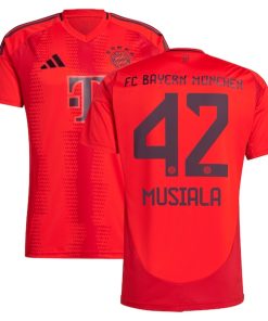 Alternative view of Jamal Musiala Bayern Munich adidas 2024/25 Home Replica Player Jersey - Red