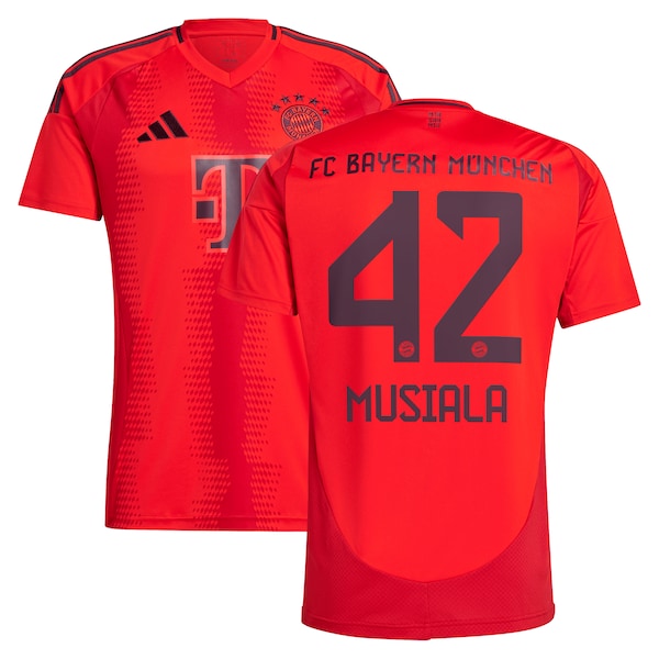Jamal Musiala Bayern Munich adidas 2024/25 Home Replica Player Jersey - Red - Image 2