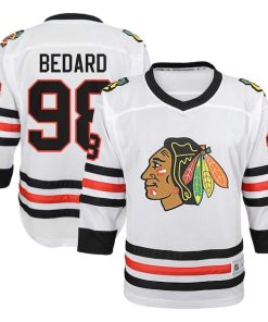 Alternative view of Connor Bedard Chicago Blackhawks Youth Away Replica Player Jersey - White/Red