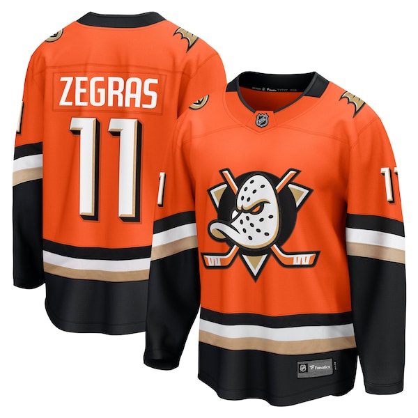Trevor Zegras Anaheim Ducks Home Premier Breakaway Player Jersey - Orange/Black