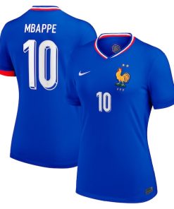 Kylian Mbappe France National Team Nike Women's 2024 Home Replica Jersey - Blue/White