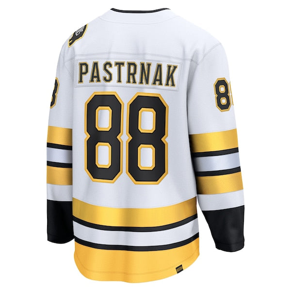David Pastrnak Boston Bruins Away Breakaway Player Jersey - White/Black - Image 3