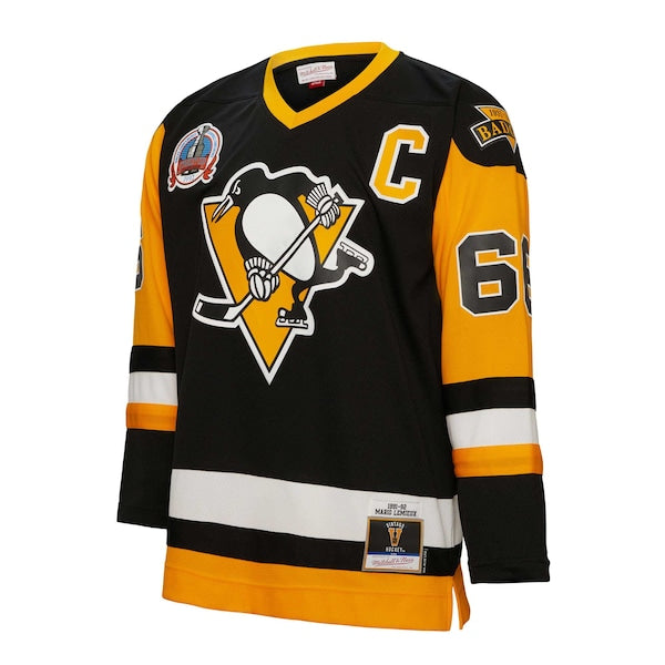Mario Lemieux Pittsburgh Penguins Big & Tall 1991 Captain Patch Blue Line Player Jersey - Black - Image 2