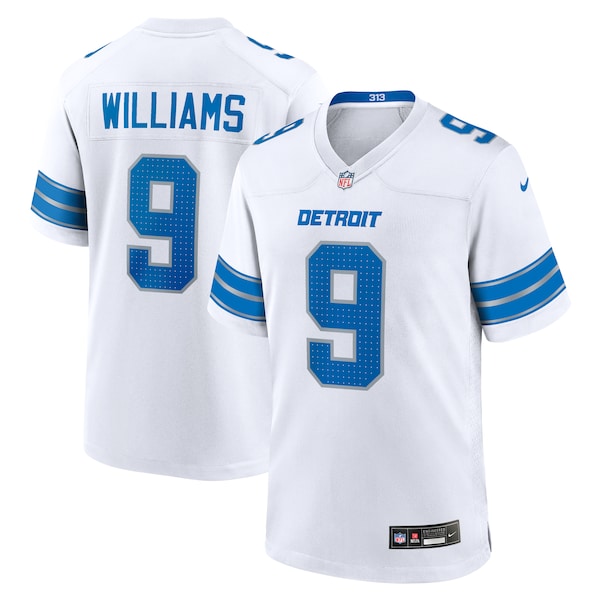Jameson Williams Detroit Lions Nike White Game Jersey - White/Blue - Image 5