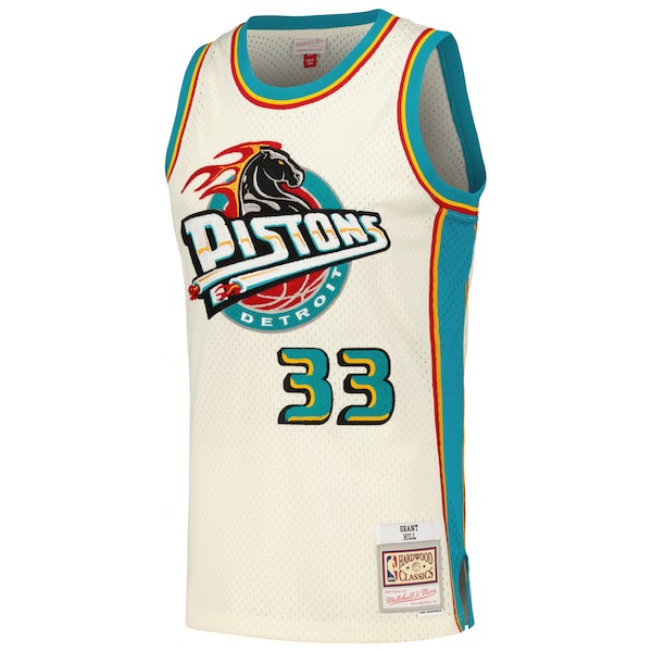 Grant Hill Detroit Pistons Chainstitch Swingman Jersey - Cream - Image 3