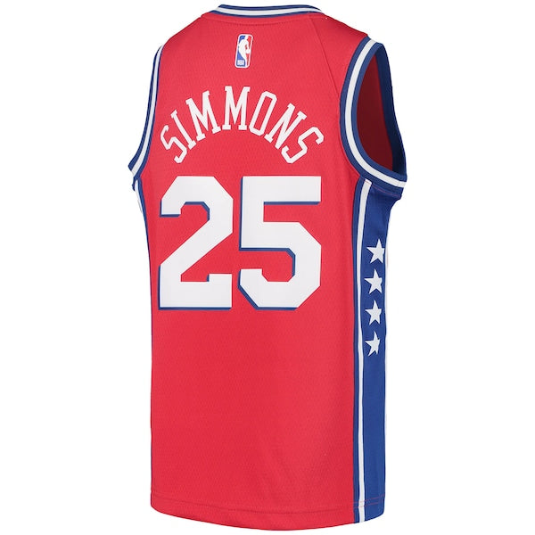 Ben Simmons Philadelphia 76ers Jordan Brand Youth 2020/21 Swingman Player Jersey - Statement Edition - Red - Image 3