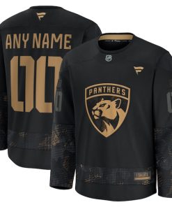 Florida Panthers  2024 Military Appreciation Personalized Long Sleeve Practice Jersey - Black