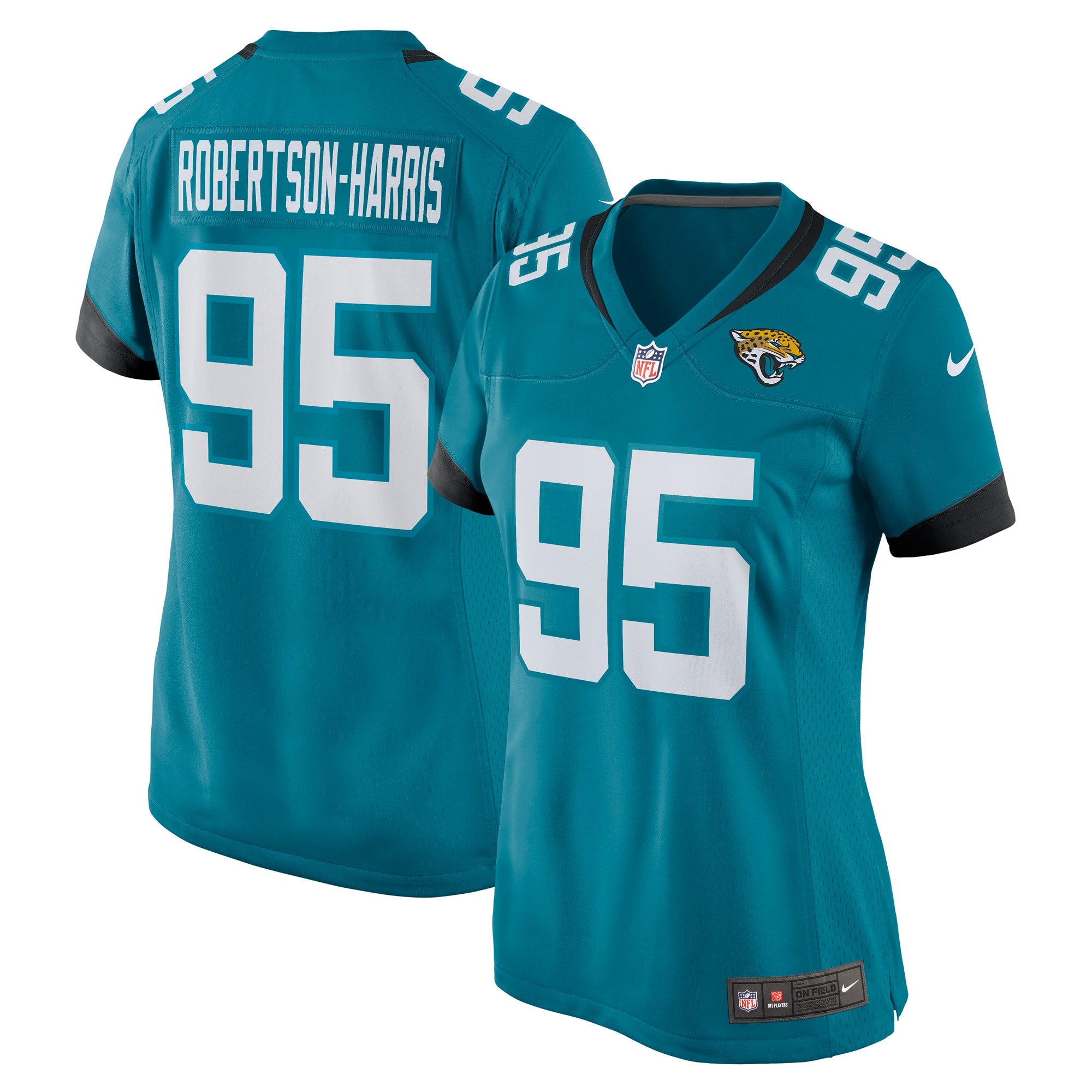 Roy Robertson-Harris Jacksonville Jaguars Nike Women's Game Jersey - Black/Teal - Image 5