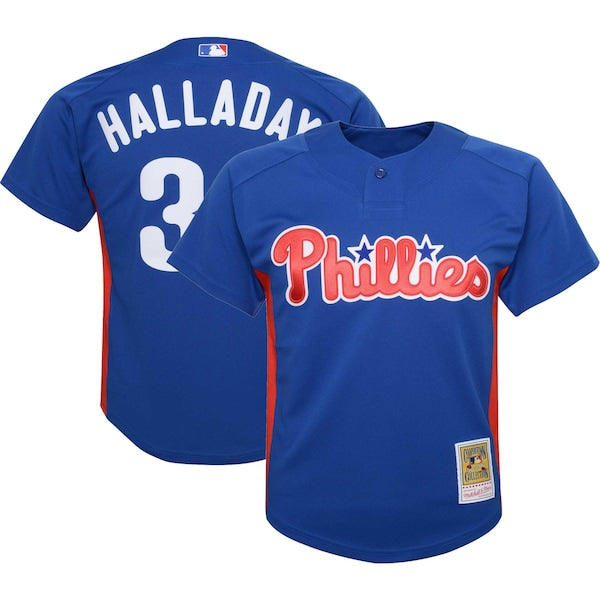 Roy Halladay Philadelphia Phillies Youth Cooperstown Collection?Mesh Batting Practice Jersey - Royal