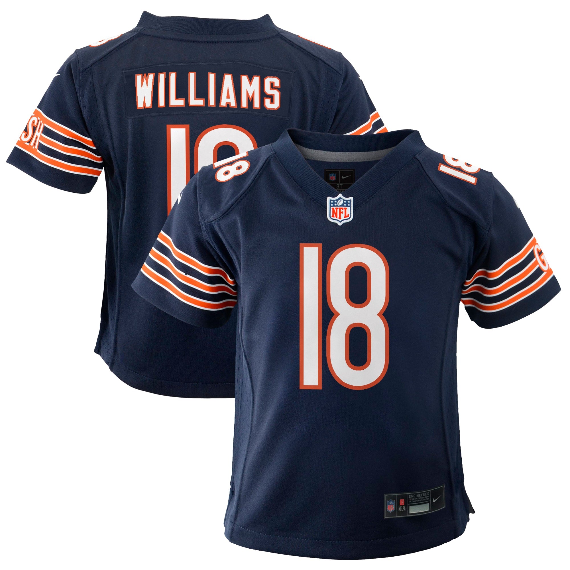 Caleb Williams Chicago Bears Nike Youth White Game Jersey - White/Navy - Image 5