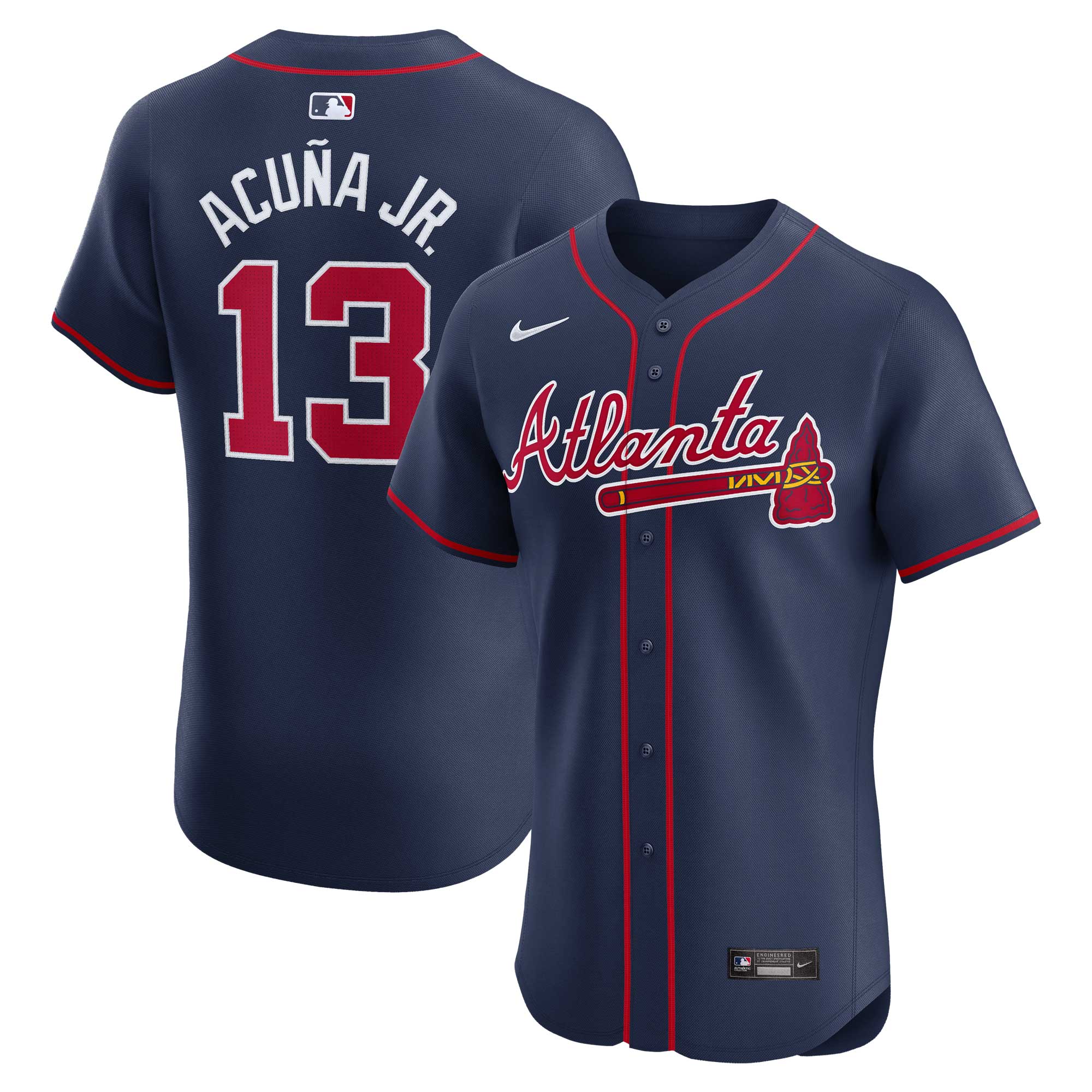 Ronald Acu?a Jr. Atlanta Braves Nike Road Elite Player Jersey - Gray/Navy/White/Red - Image 5