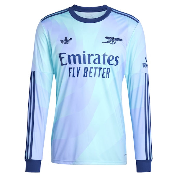 Gabriel Martinelli Arsenal adidas Originals 2024/25 Third Replica Long Sleeve Player Jersey - Aqua - Image 4