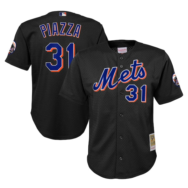 Mike Piazza New York Mets Youth Cooperstown Collection?Mesh Batting Practice Jersey - Black